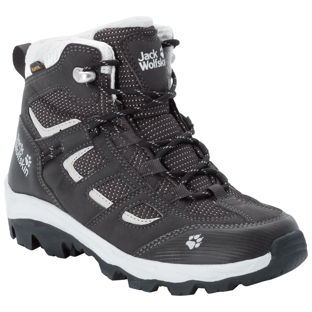 Jack Wolfskin VOJO TEXAPORE MID Gyerek Túracipő Fekete/Fehér - NKOQBA-803